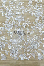 Floral Lace: Dense Allover Floral Clusters with Scalloped Border, 3 Meters