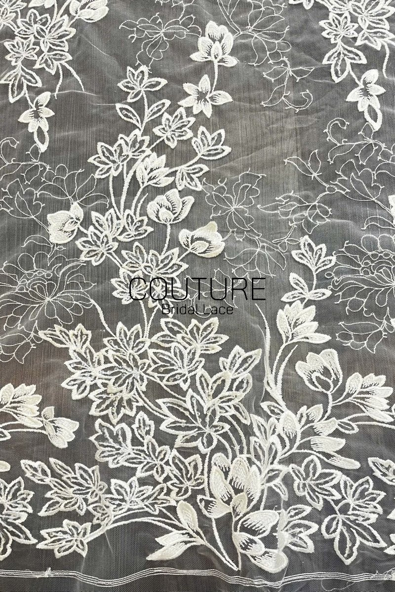 Floral Lace: Dense Floral Clusters with Scalloped Border, 3 Meters