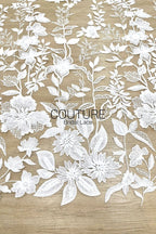 Floral Lace: Delicate Floral Sprigs with Scalloped Border, 3 Meters