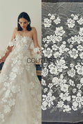 Floral Lace: Scattered Floral Clusters with Scalloped Border, 3 Meters