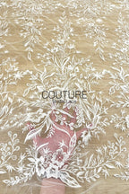 Floral Lace: Scattered Floral Clusters with Scalloped Border, 3 Meters