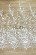 Floral Lace: Scattered Floral Clusters with Scalloped Border, 3 Meters