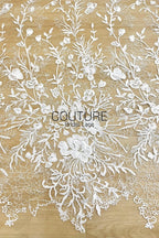 Floral Lace: Scattered Floral Clusters with Scalloped Border, 3 Meters