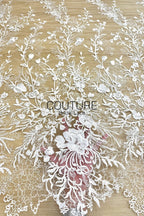 Floral Lace: Scattered Floral Clusters with Scalloped Border, 3 Meters
