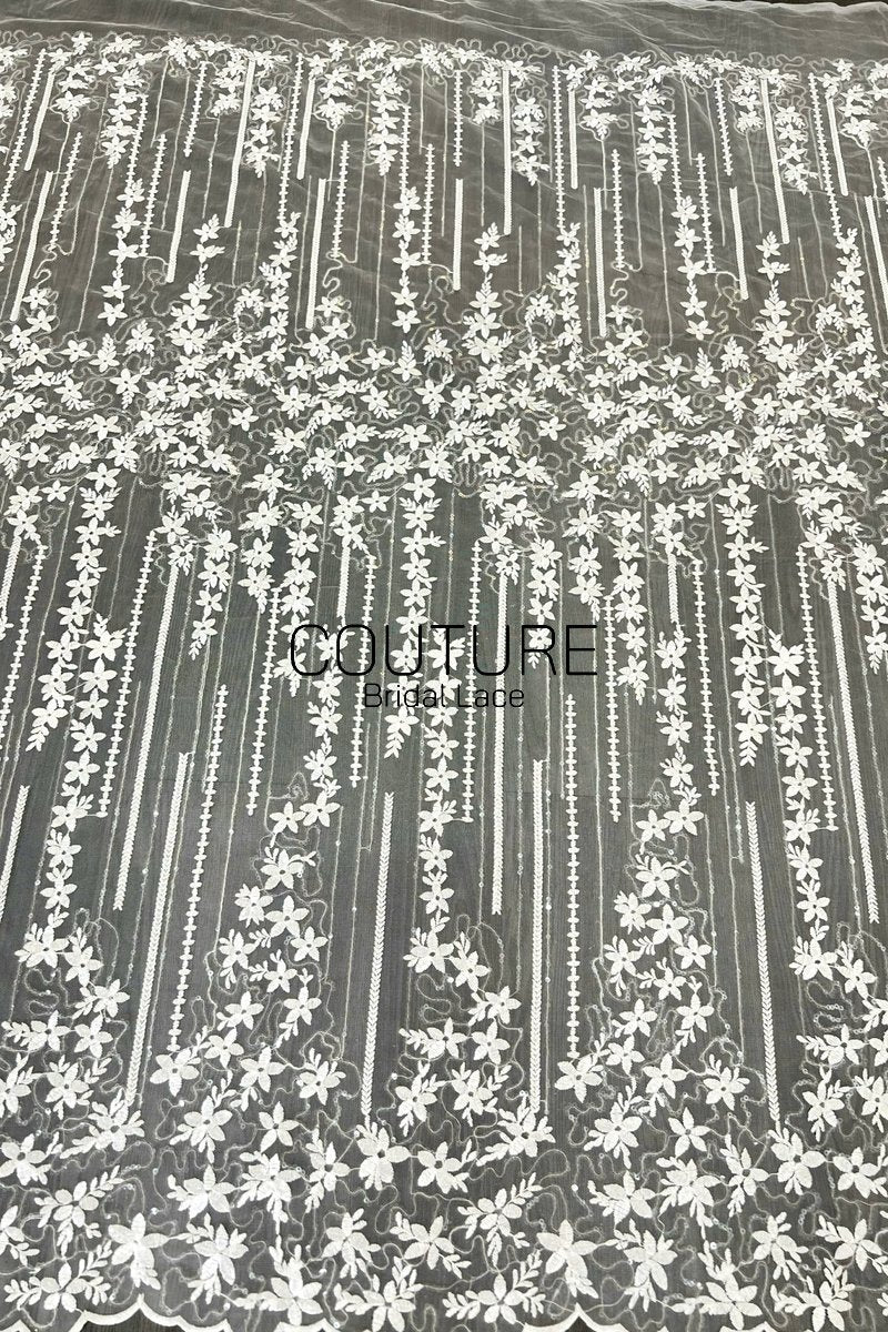 Floral Lace: Ornate Floral Clusters with Scalloped Border, 3 Meters