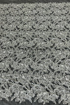 Floral Lace: Ivory Delicate Floral Vine Pattern with Scalloped Floral Edge Border Detail, 1 Meter