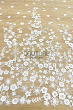 Floral Lace: Scattered Floral Clusters with Scalloped Border, 3 Meters