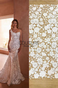 Floral Lace: Scattered Floral Clusters with Scalloped Border, 3 Meters