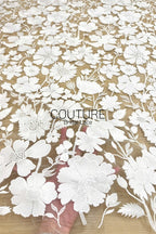 Floral Lace: Scattered Floral Clusters with Scalloped Border, 3 Meters