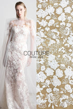 Floral Lace: Scattered Floral Sprays with Scalloped Border, 3 Meters