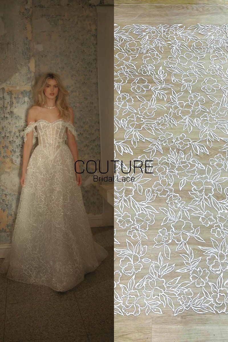 Floral Lace: Ornate Floral Vine with Scalloped Border, 3 Meters