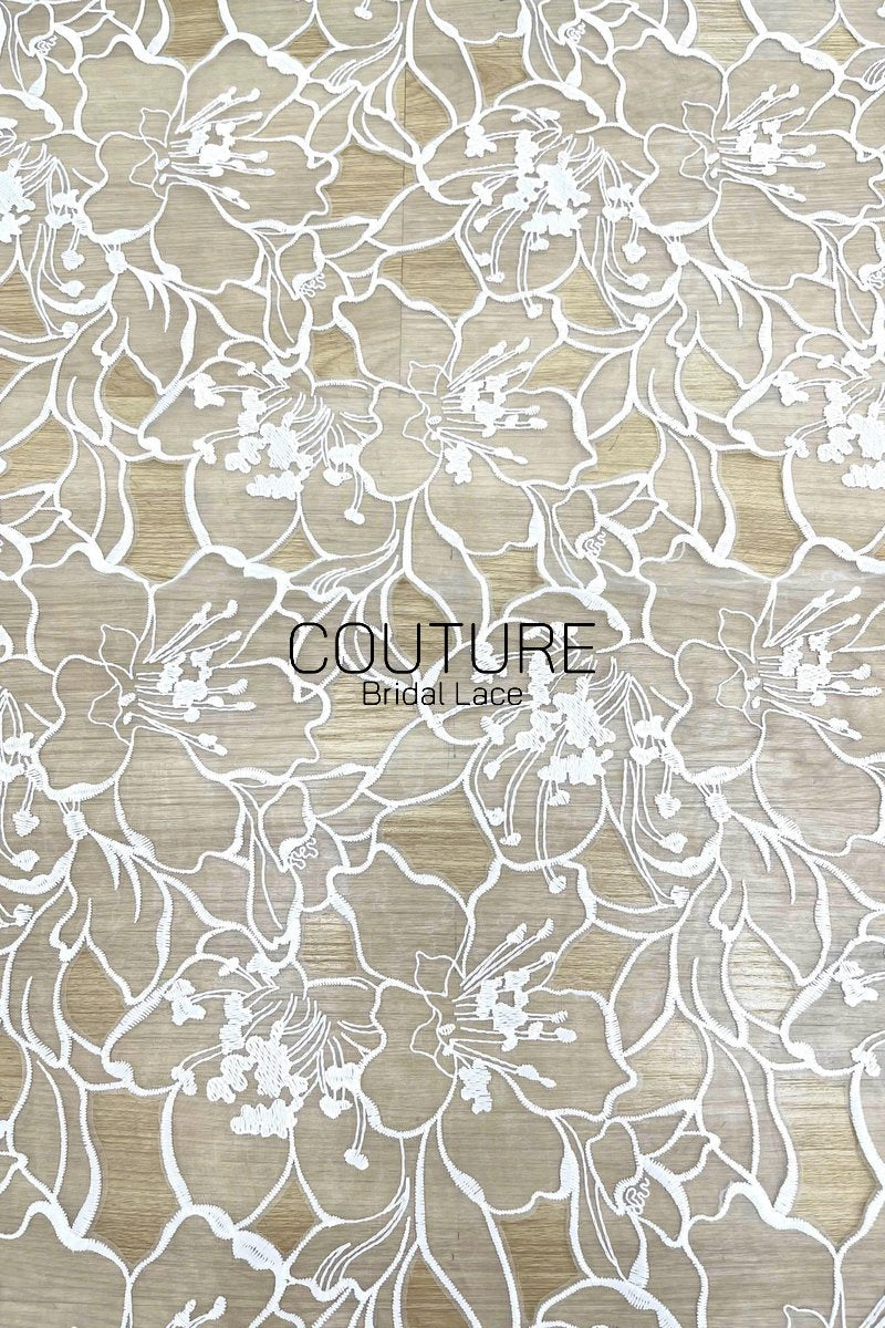 Floral Lace: Dense Allover Floral with Scalloped Border, 3 Meters