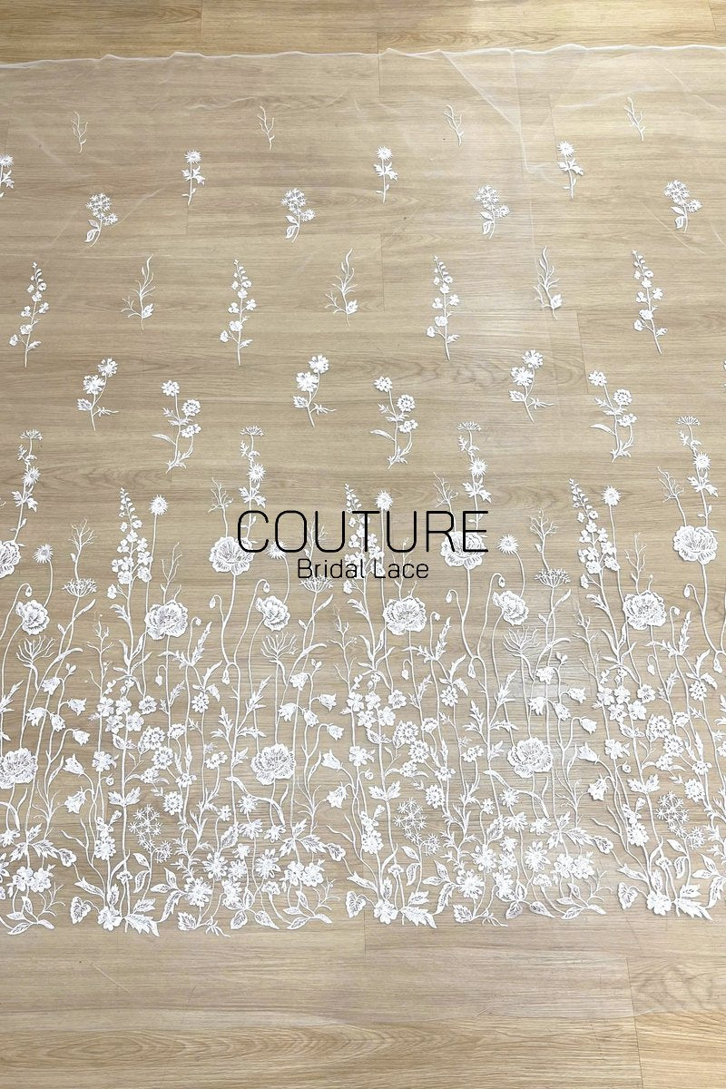 Floral Lace: Ornate Floral Clusters with Scalloped Border, 3 Meters