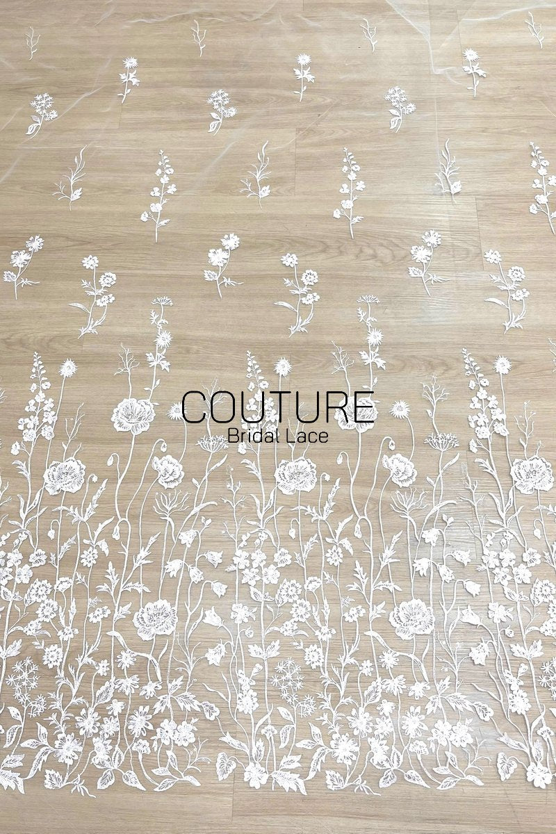 Floral Lace: Ornate Floral Clusters with Scalloped Border, 3 Meters