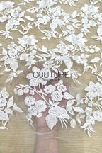 Floral Lace: Scattered Floral Clusters with Scalloped Border, 3 Meters