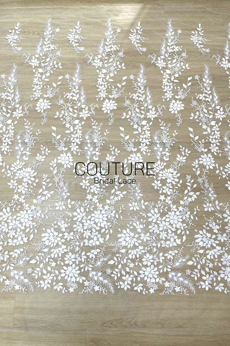 Floral Lace: Dense Allover Floral with Scalloped Border, 3 Meters