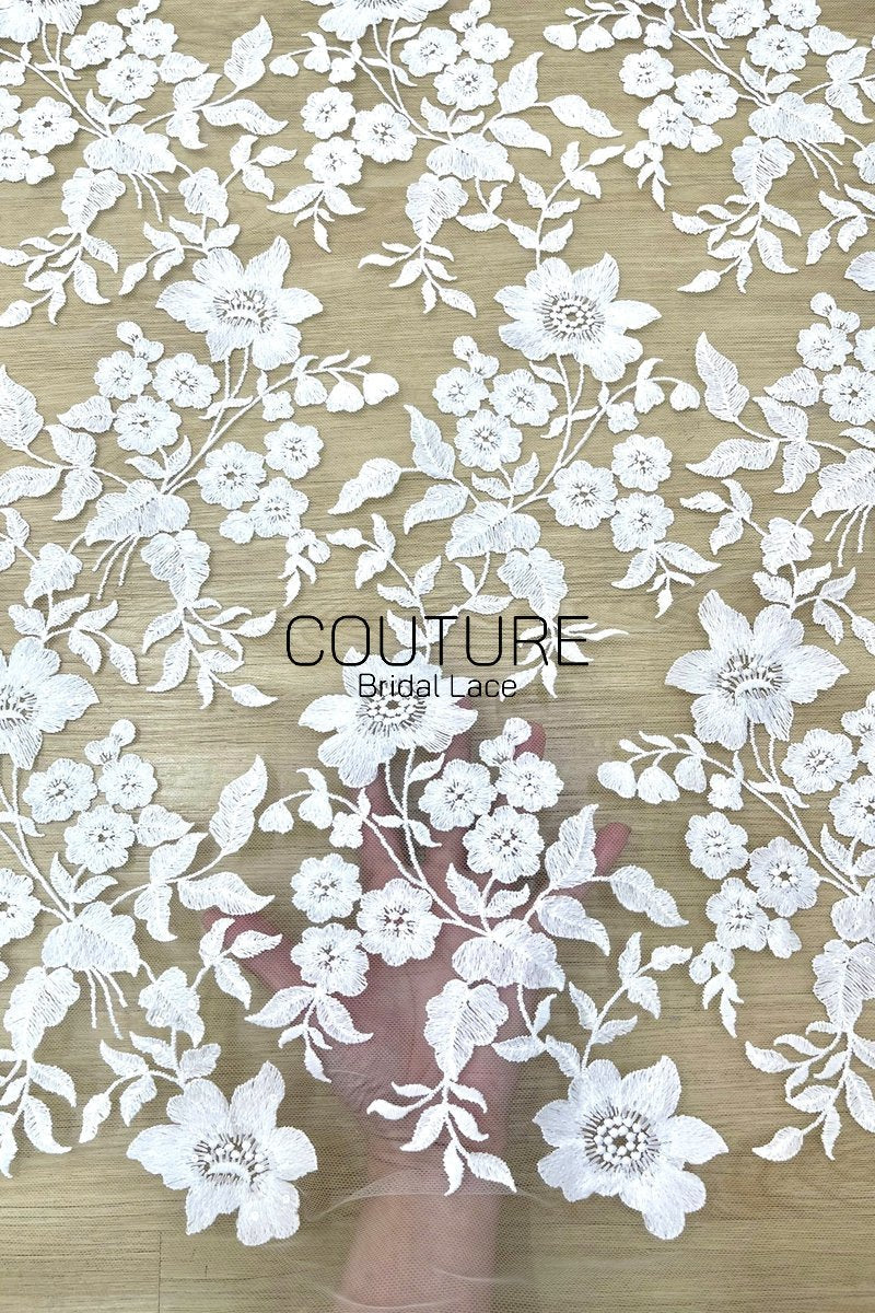 Floral Lace: Dense Allover Floral with Scalloped Border, 3 Meters