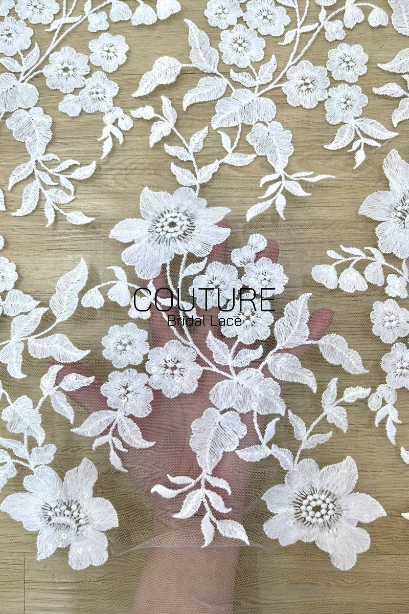 Floral Lace: Dense Allover Floral with Scalloped Border, 3 Meters