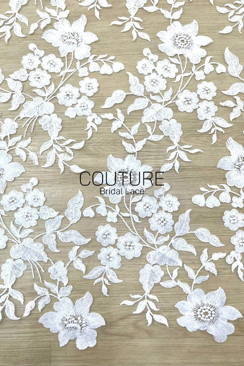Floral Lace: Dense Allover Floral with Scalloped Border, 3 Meters