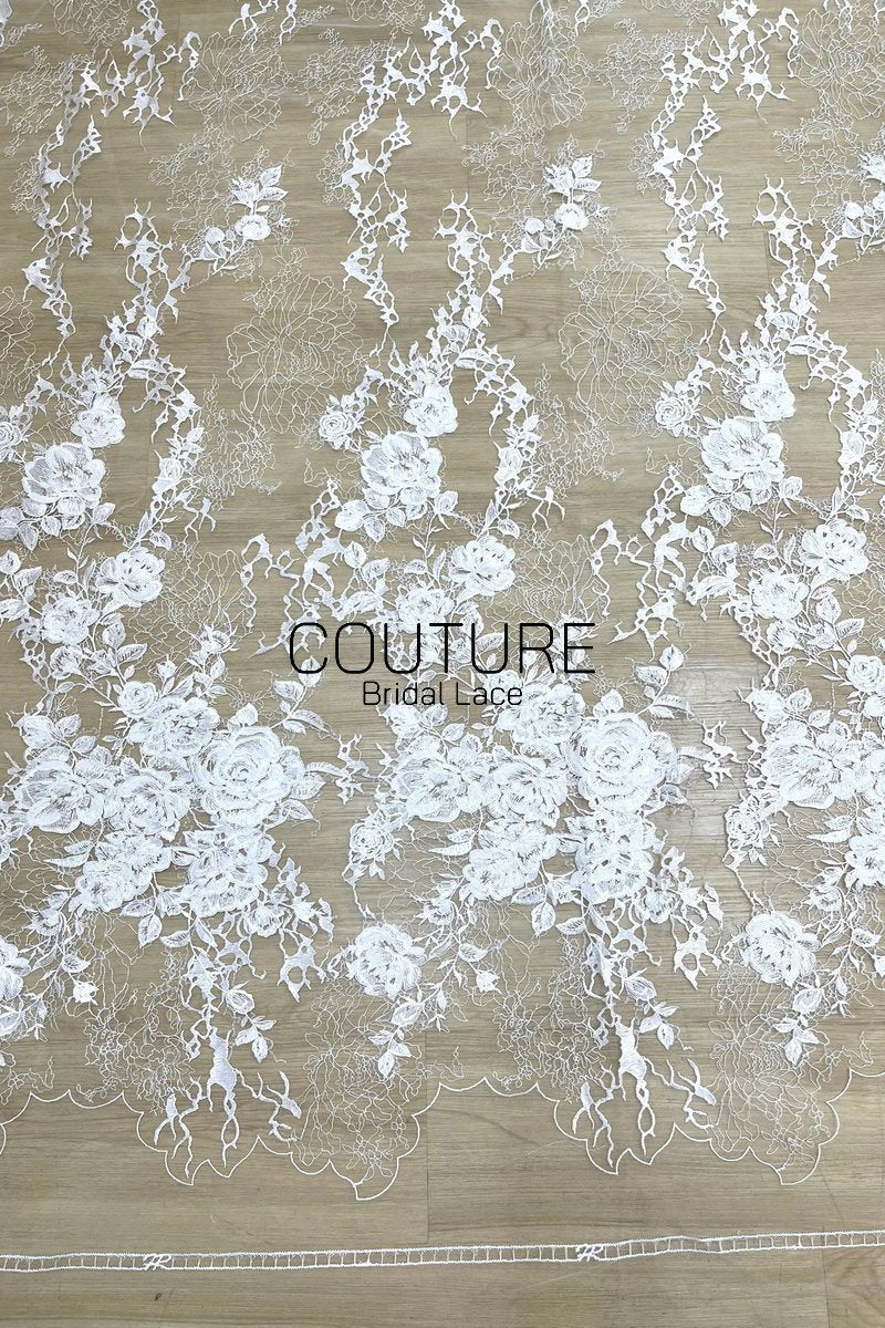 Floral Lace: Ornate Floral Clusters with Scalloped Border, 3 Meters