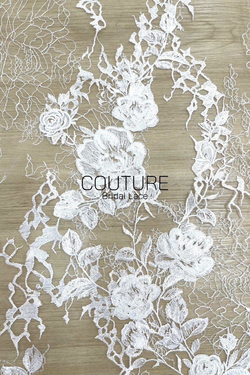 Floral Lace: Ornate Floral Clusters with Scalloped Border, 3 Meters