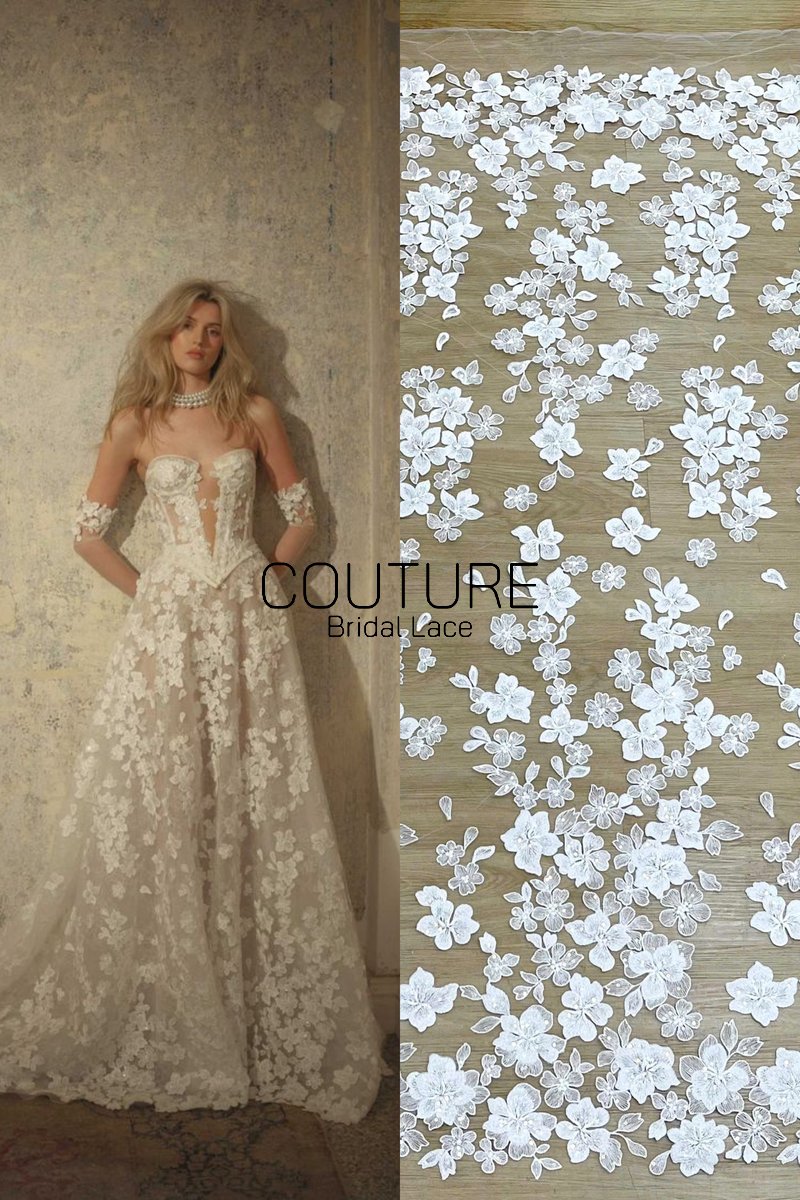 Floral Lace: Scattered Floral Vine with Scalloped Border, 3 Meters