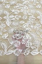 Floral Lace: Ornate Floral Clusters with Scalloped Border, 3 Meters