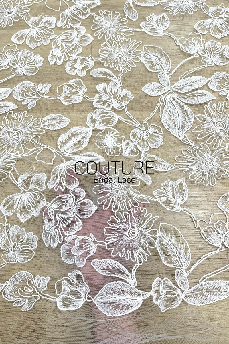 Floral Lace: Ornate Floral Clusters with Scalloped Border, 3 Meters