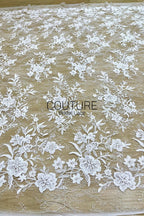 Floral Lace: Dense Allover Floral with Scalloped Border, 3 Meters