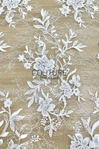 Floral Lace: Dense Allover Floral with Scalloped Border, 3 Meters