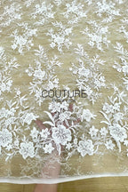 Floral Lace: Dense Allover Floral with Scalloped Border, 3 Meters