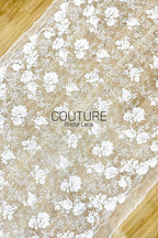 Floral Lace: Scattered Floral Clusters with Eyelash Scalloped Border, 3 Meters