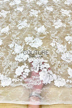 Floral Lace: Scattered Floral Clusters with Eyelash Scalloped Border, 3 Meters
