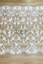 Floral Lace: Dense Allover Floral with Scalloped Border, 3 Meters