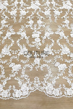 Floral Lace: Dense Allover Floral with Scalloped Border, 3 Meters