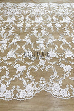 Floral Lace: Dense Allover Floral with Scalloped Border, 3 Meters