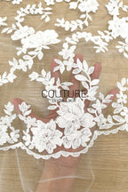 Floral Lace: Dense Allover Floral with Scalloped Border, 3 Meters