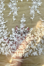 Floral Lace: Dense Allover Floral with Scalloped Border, 3 Meters
