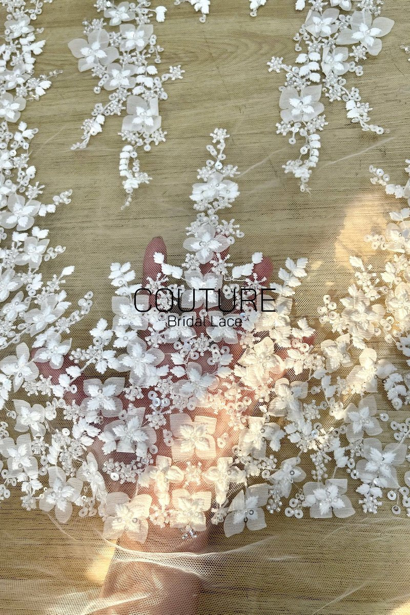 Floral Lace: Dense Allover Floral with Scalloped Border, 3 Meters