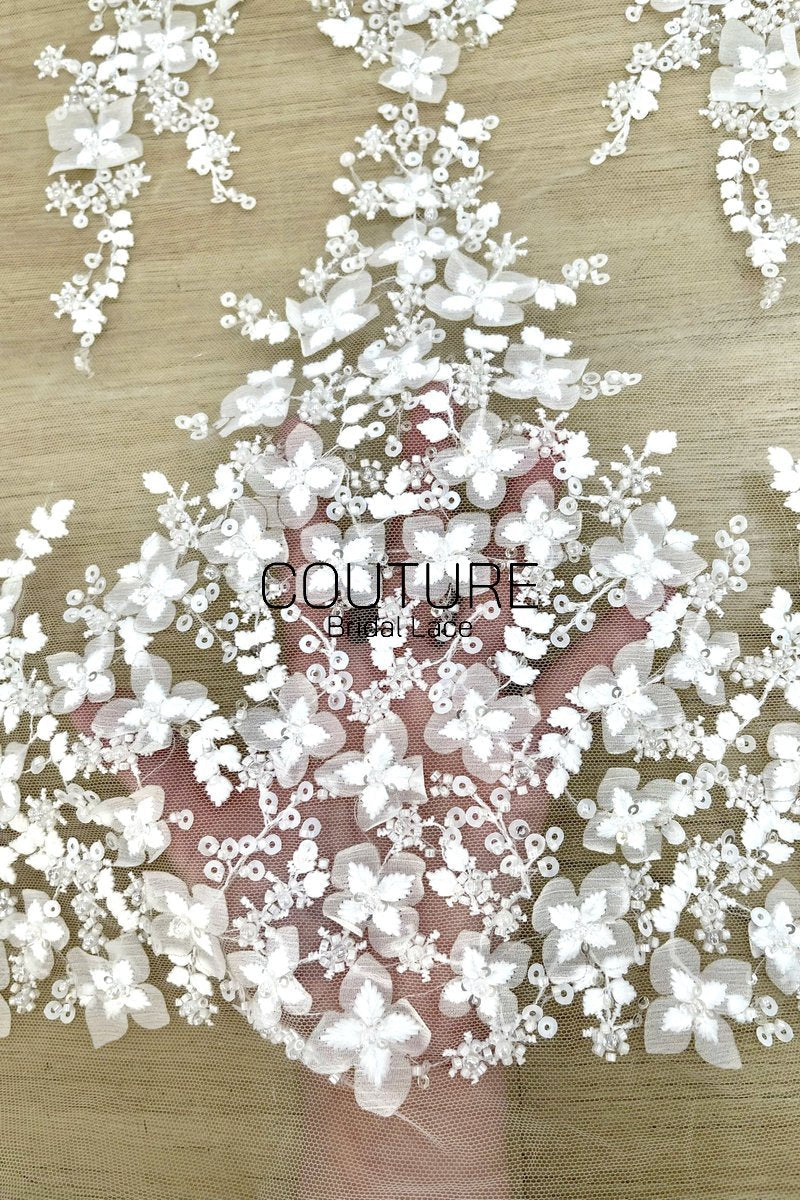 Floral Lace: Dense Allover Floral with Scalloped Border, 3 Meters