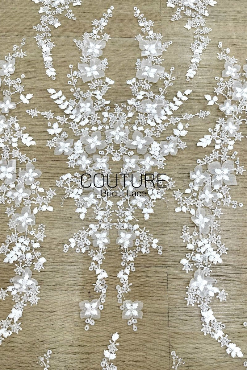 Floral Lace: Dense Allover Floral with Scalloped Border, 3 Meters