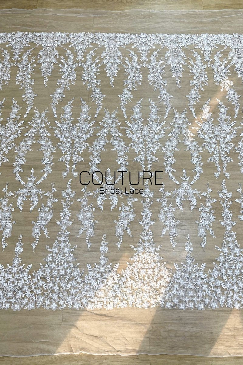 Floral Lace: Dense Allover Floral with Scalloped Border, 3 Meters