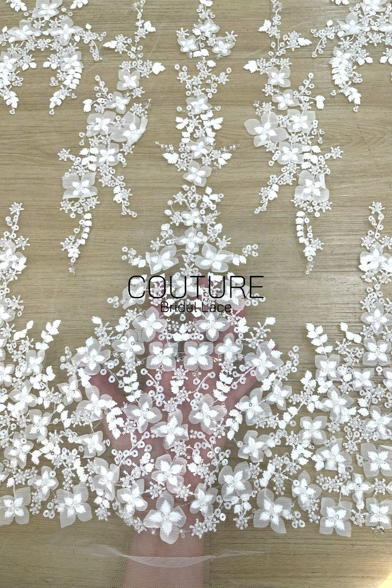 Floral Lace: Dense Allover Floral with Scalloped Border, 3 Meters