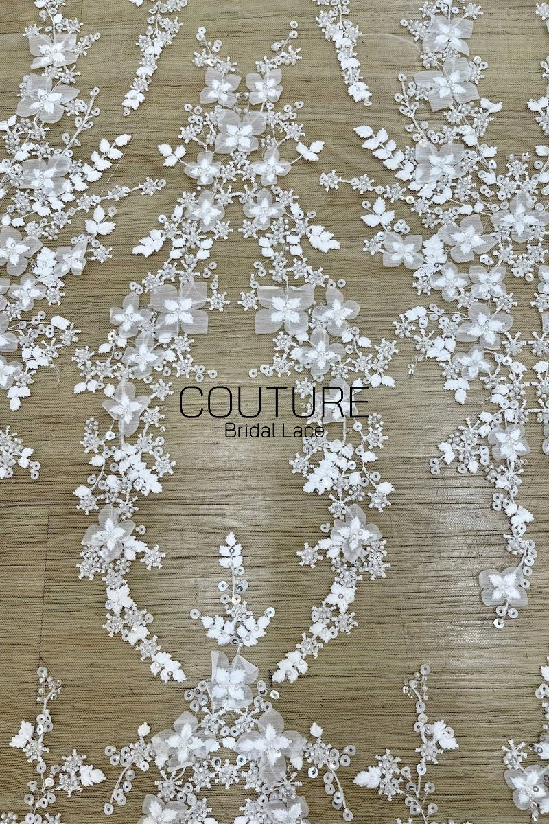 Floral Lace: Dense Allover Floral with Scalloped Border, 3 Meters