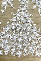 Floral Lace: Dense Allover Floral with Scalloped Border, 3 Meters