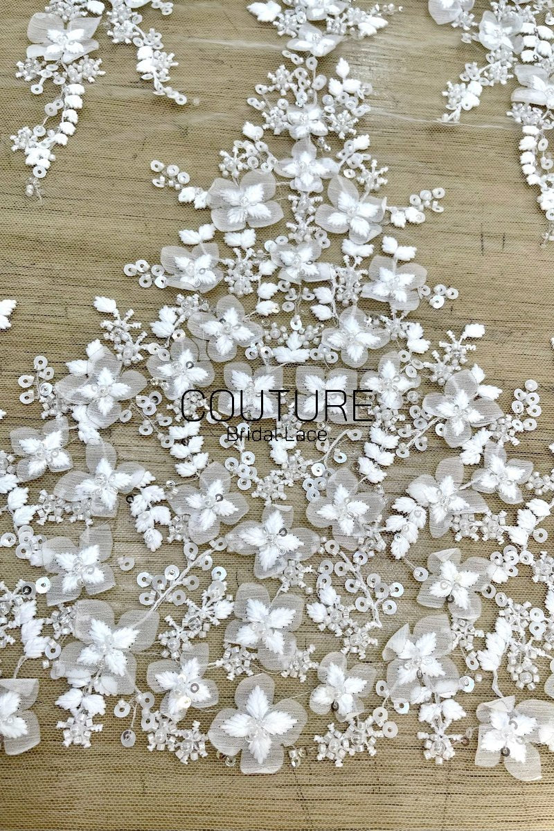 Floral Lace: Dense Allover Floral with Scalloped Border, 3 Meters