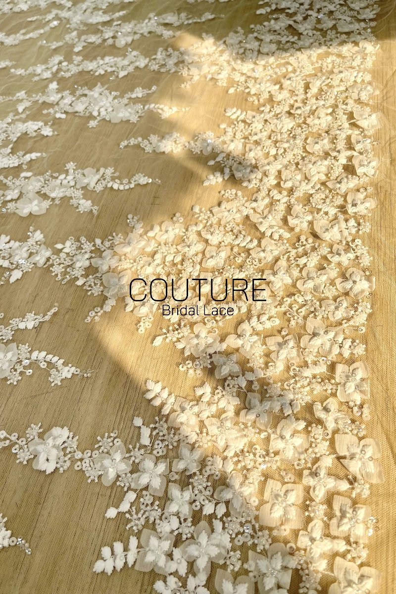 Floral Lace: Dense Allover Floral with Scalloped Border, 3 Meters