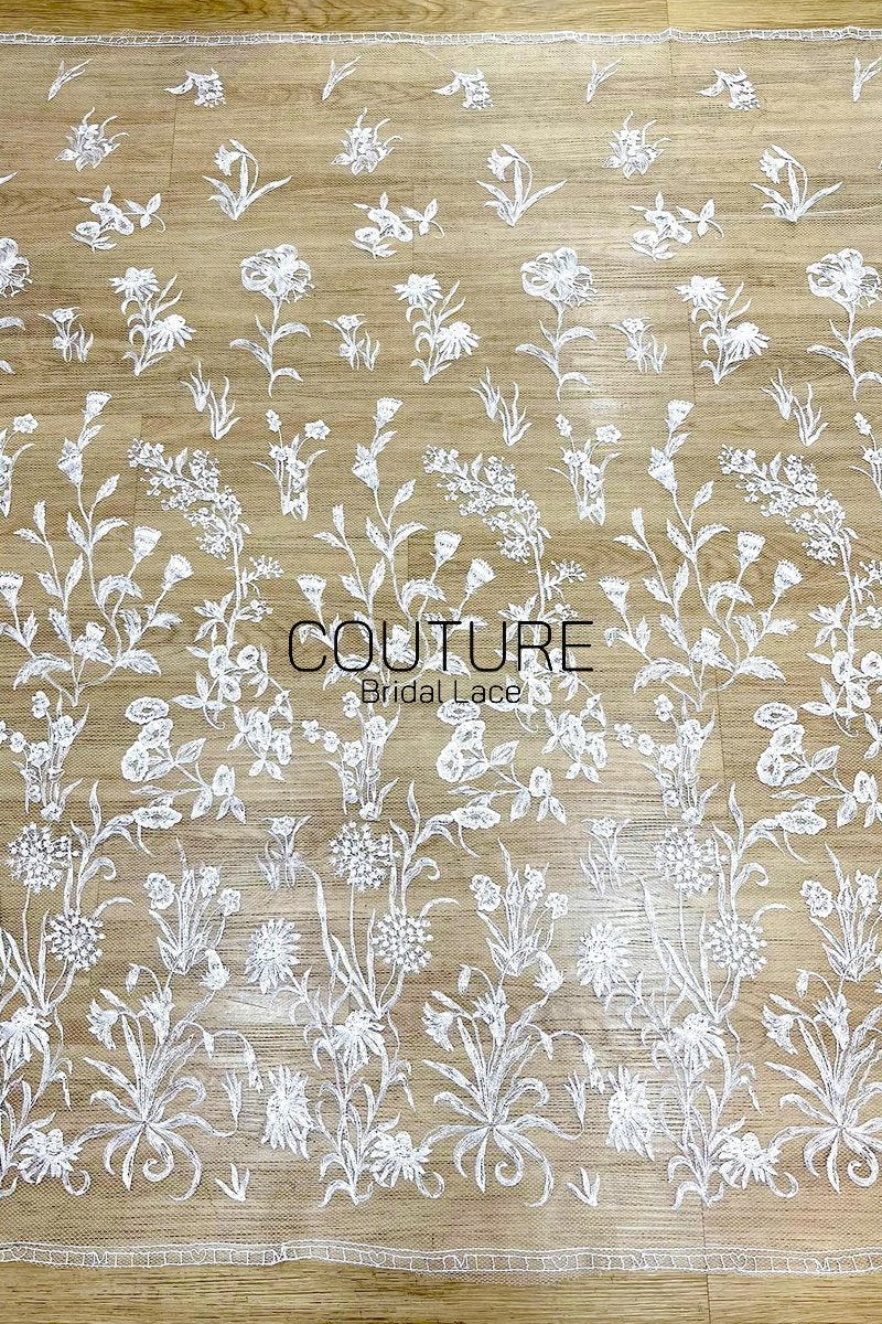 Floral Lace: Ornate Floral Vine with Eyelash Scalloped Border, 3 Meters