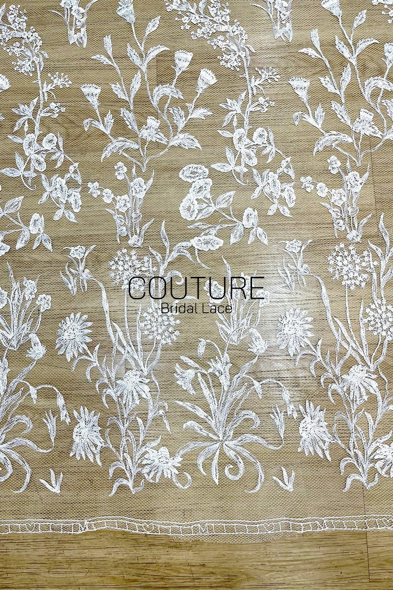 Floral Lace: Ornate Floral Vine with Eyelash Scalloped Border, 3 Meters