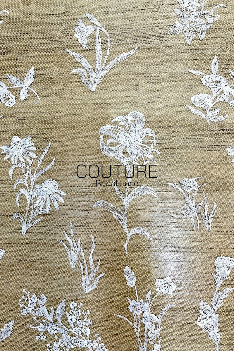 Floral Lace: Ornate Floral Vine with Eyelash Scalloped Border, 3 Meters